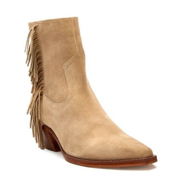 Coconuts by Matisse Jane Fringe Boot 8M Beige Suede Boho Western Chic Rodeocore - Picture 3 of 16
